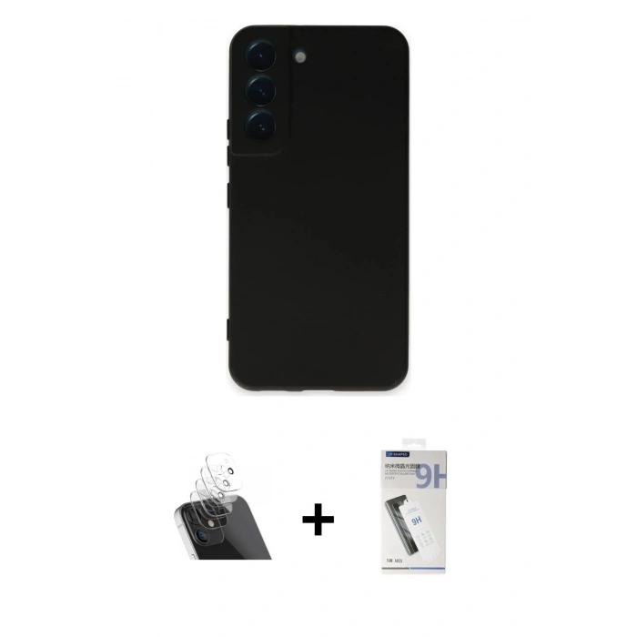 MARSİLYAN™- Galaxy S22 Kılıf Ahenk Serisi - Şeffaf Uv Polymer Nano Ekran Koruyucu + Kamera Lens Koruma Cam - SF