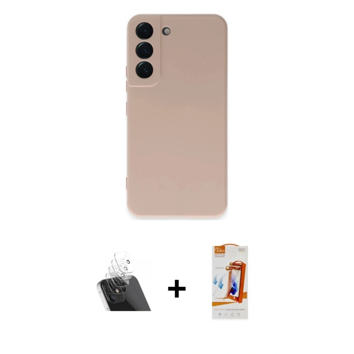 MARSİLYAN™- Galaxy S22 Kılıf Ahenk Serisi - Siyah AutoKit 5in1 Fiber Polymer Nano Ekran Koruyucu + Kamera Lens Koruma Cam - SF