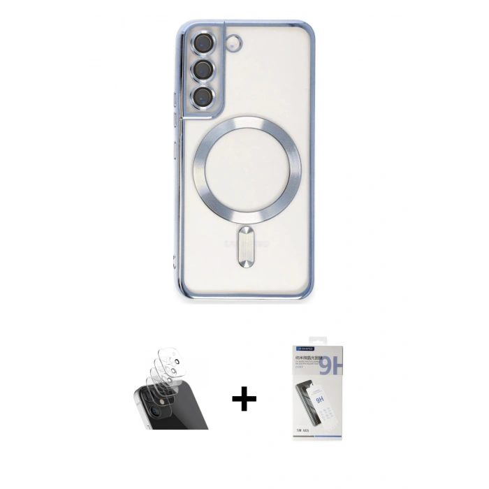 MARSİLYAN™- Galaxy S22 Kılıf Nova Işık Özel Seri - Şeffaf Uv Polymer Nano Ekran Koruyucu + Kamera Lens Koruma Cam - SF