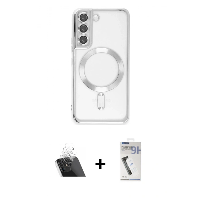 MARSİLYAN™- Galaxy S22 Kılıf Nova Işık Özel Seri - Şeffaf Uv Polymer Nano Ekran Koruyucu + Kamera Lens Koruma Cam - SF
