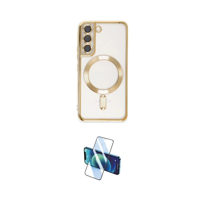 MARSİLYAN™- Galaxy S22 Kılıf Nova Işık Özel Seri - Siyah 3D Antistatik Seramik Nano Ekran Koruyucu