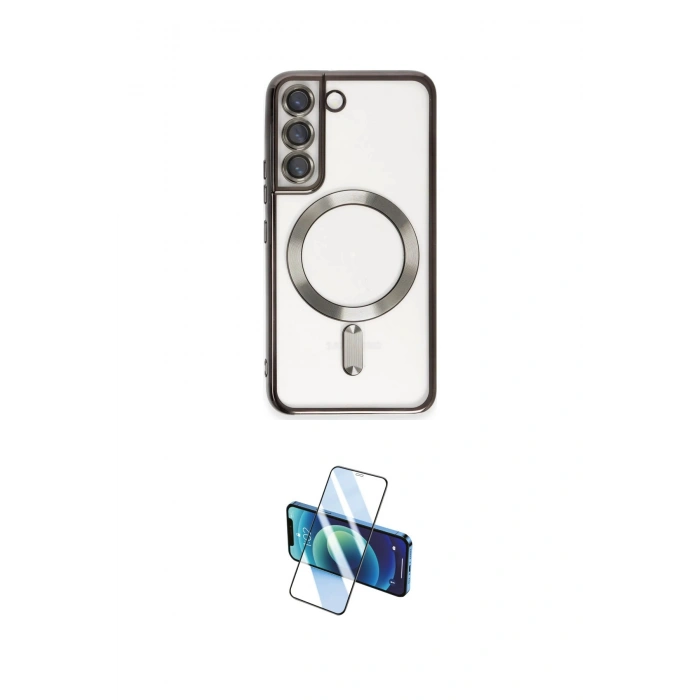 MARSİLYAN™- Galaxy S22 Kılıf Nova Işık Özel Seri - Siyah 3D Antistatik Seramik Nano Ekran Koruyucu