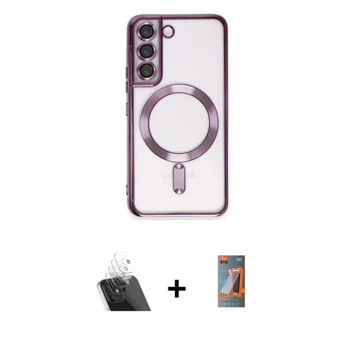 MARSİLYAN™- Galaxy S22 Kılıf Nova Işık Özel Seri - Siyah AutoKit 5in1 Fiber Hayalet Polymer Nano Ekran Koruyucu + Kamera Lens Koruma Cam - SF