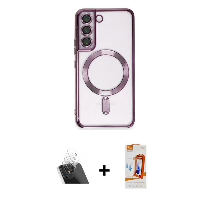 MARSİLYAN™- Galaxy S22 Kılıf Nova Işık Özel Seri - Siyah AutoKit 5in1 Fiber Polymer Nano Ekran Koruyucu + Kamera Lens Koruma Cam - SF