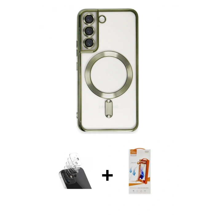 MARSİLYAN™- Galaxy S22 Kılıf Nova Işık Özel Seri - Siyah AutoKit 5in1 Fiber Polymer Nano Ekran Koruyucu + Kamera Lens Koruma Cam - SF