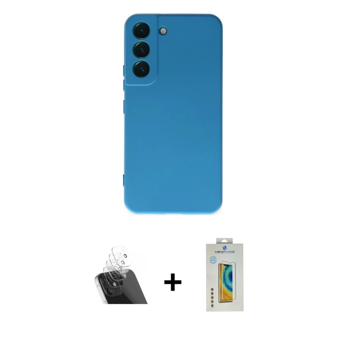 MARSİLYAN™- Galaxy S22 Plus Kılıf Ahenk Serisi - Şeffaf Polymer Nano Ekran Koruyucu + Kamera Lens Koruma Cam - SF