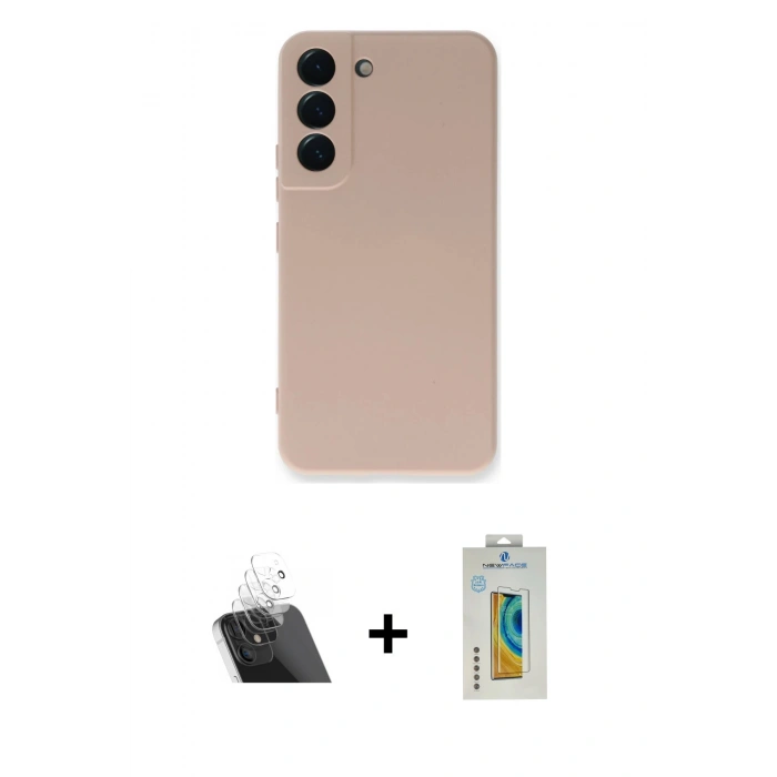 MARSİLYAN™- Galaxy S22 Plus Kılıf Ahenk Serisi - Şeffaf Polymer Nano Ekran Koruyucu + Kamera Lens Koruma Cam - SF