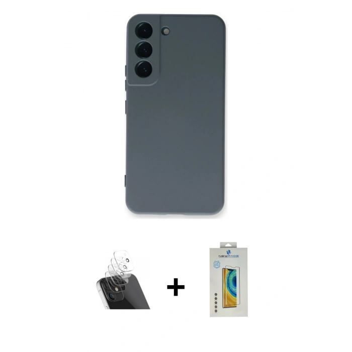 MARSİLYAN™- Galaxy S22 Plus Kılıf Ahenk Serisi - Şeffaf Polymer Nano Ekran Koruyucu + Kamera Lens Koruma Cam - SF