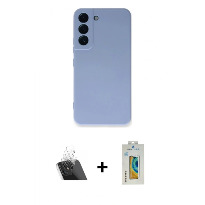 MARSİLYAN™- Galaxy S22 Plus Kılıf Ahenk Serisi - Şeffaf Polymer Nano Ekran Koruyucu + Kamera Lens Koruma Cam - SF