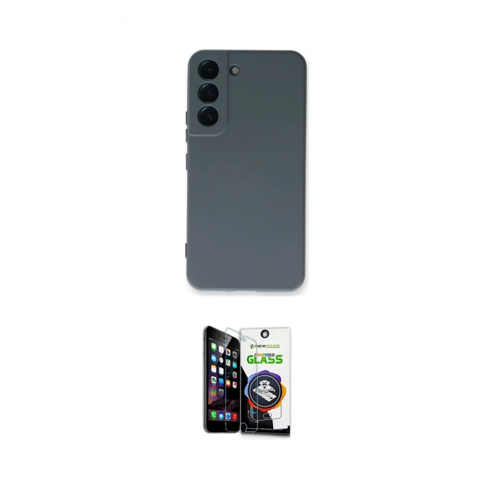 MARSİLYAN™- Galaxy S22 Plus Kılıf Ahenk Serisi - Şeffaf Temperli Cam Ekran Koruyucu
