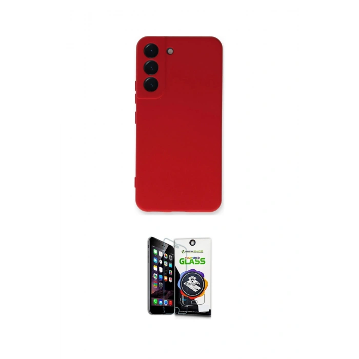 MARSİLYAN™- Galaxy S22 Plus Kılıf Ahenk Serisi - Şeffaf Temperli Cam Ekran Koruyucu