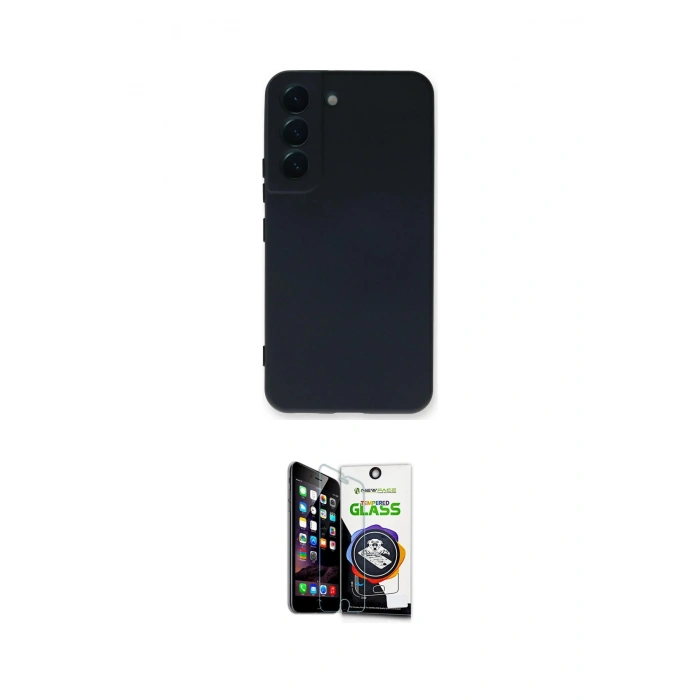 MARSİLYAN™- Galaxy S22 Plus Kılıf Ahenk Serisi - Şeffaf Temperli Cam Ekran Koruyucu