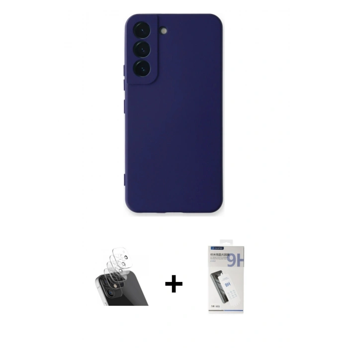 MARSİLYAN™- Galaxy S22 Plus Kılıf Ahenk Serisi - Şeffaf Uv Polymer Nano Ekran Koruyucu + Şeffaf Kamera Lens Koruma Cam