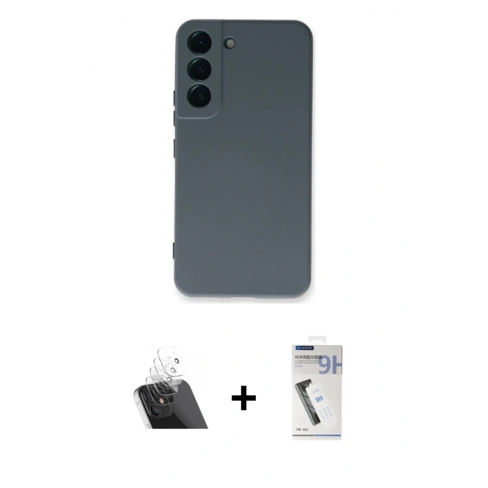 MARSİLYAN™- Galaxy S22 Plus Kılıf Ahenk Serisi - Şeffaf Uv Polymer Nano Ekran Koruyucu + Şeffaf Kamera Lens Koruma Cam