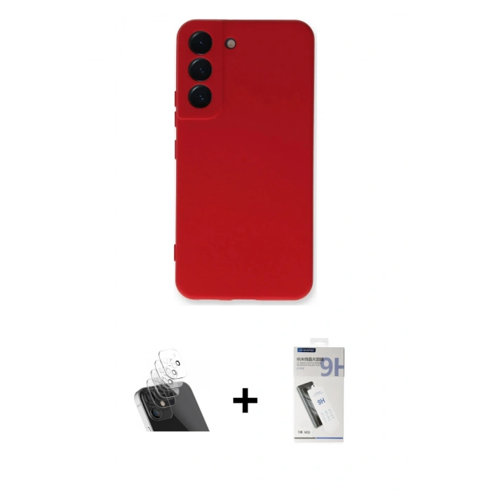 MARSİLYAN™- Galaxy S22 Plus Kılıf Ahenk Serisi - Şeffaf Uv Polymer Nano Ekran Koruyucu + Şeffaf Kamera Lens Koruma Cam