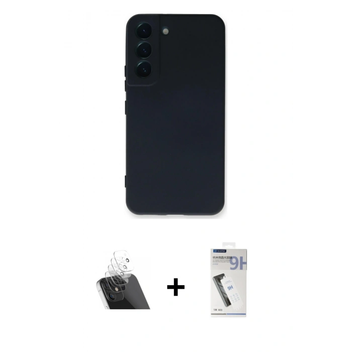 MARSİLYAN™- Galaxy S22 Plus Kılıf Ahenk Serisi - Şeffaf Uv Polymer Nano Ekran Koruyucu + Şeffaf Kamera Lens Koruma Cam