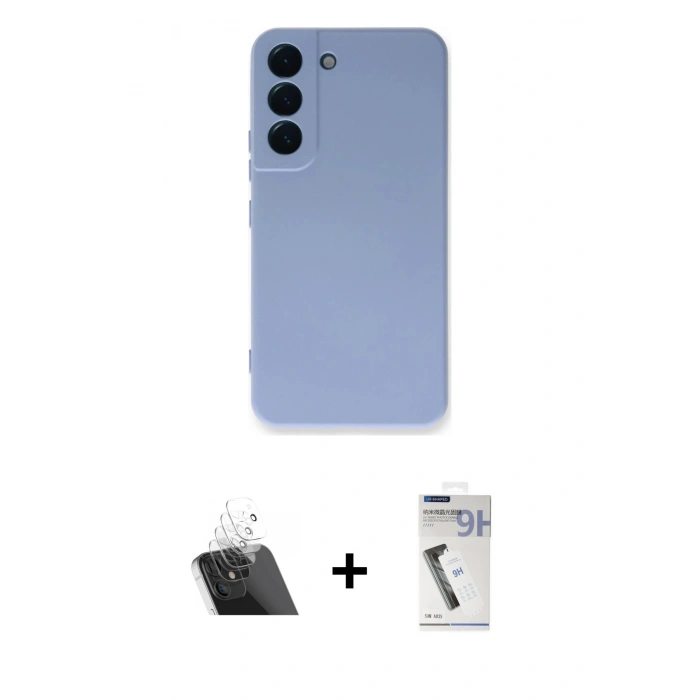 MARSİLYAN™- Galaxy S22 Plus Kılıf Ahenk Serisi - Şeffaf Uv Polymer Nano Ekran Koruyucu + Şeffaf Kamera Lens Koruma Cam