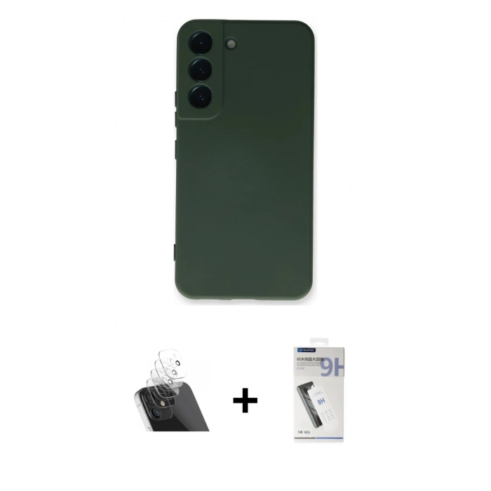 MARSİLYAN™- Galaxy S22 Plus Kılıf Ahenk Serisi - Şeffaf Uv Polymer Nano Ekran Koruyucu + Şeffaf Kamera Lens Koruma Cam