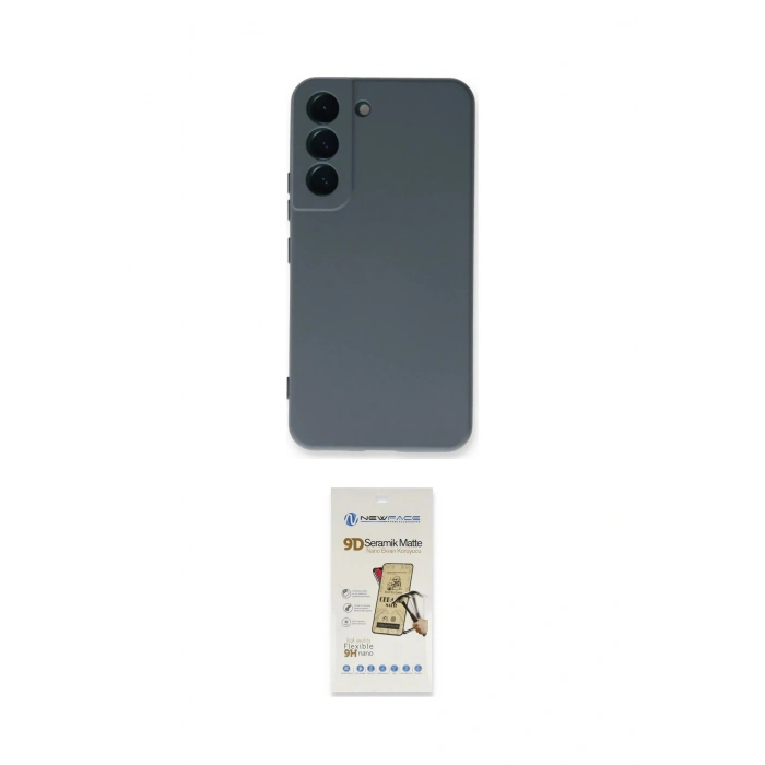 MARSİLYAN™- Galaxy S22 Plus Kılıf Ahenk Serisi - Siyah Mat Seramik Nano Ekran Koruyucu