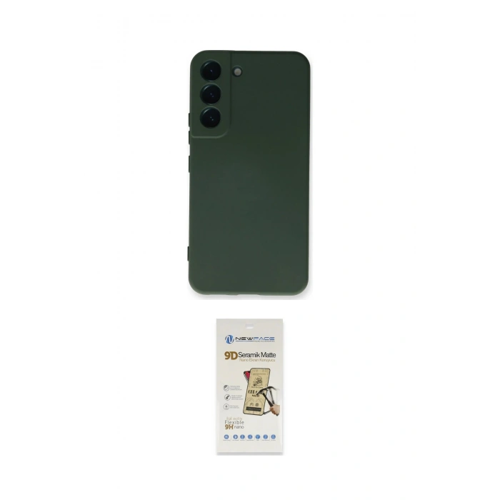MARSİLYAN™- Galaxy S22 Plus Kılıf Ahenk Serisi - Siyah Mat Seramik Nano Ekran Koruyucu