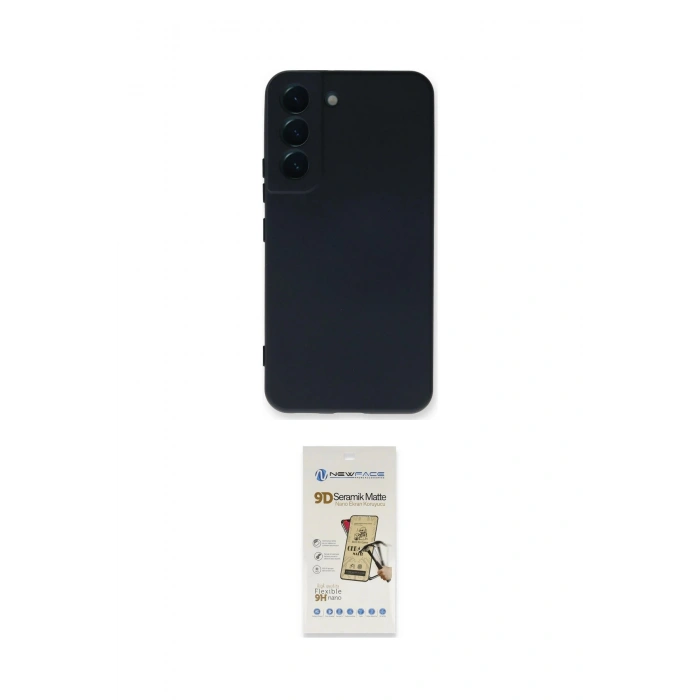 MARSİLYAN™- Galaxy S22 Plus Kılıf Ahenk Serisi - Siyah Mat Seramik Nano Ekran Koruyucu