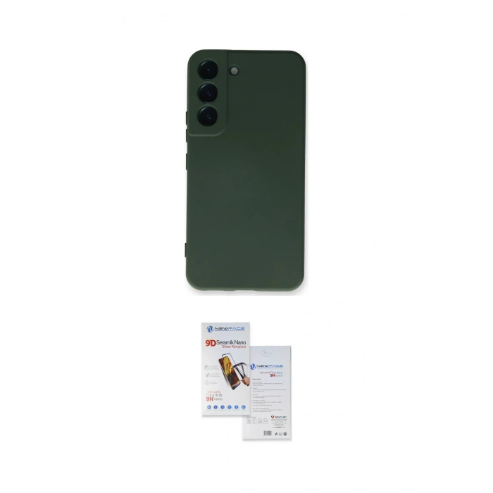 MARSİLYAN™- Galaxy S22 Plus Kılıf Ahenk Serisi - Siyah Seramik Nano Ekran Koruyucu