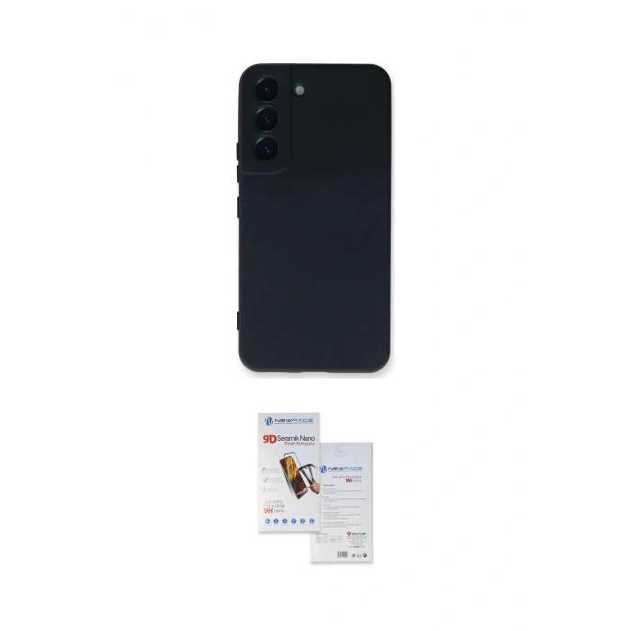 MARSİLYAN™- Galaxy S22 Plus Kılıf Ahenk Serisi - Siyah Seramik Nano Ekran Koruyucu
