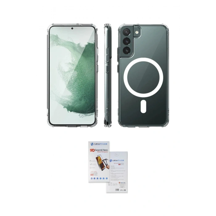 MARSİLYAN™- Galaxy S22 Plus Kılıf Ahenk Yansıma Prime - Siyah Seramik Nano Ekran Koruyucu