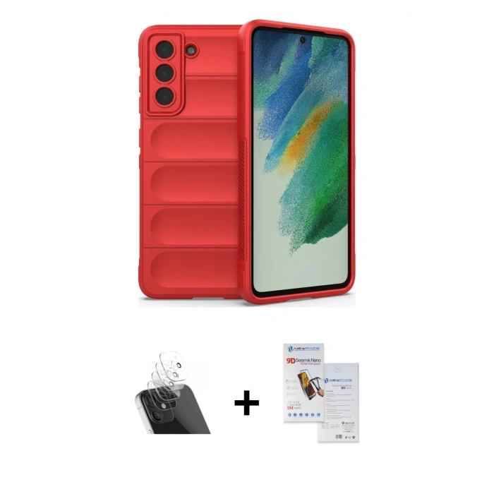 MARSİLYAN™- Galaxy S22 Plus Kılıf Atlas Koleksiyonu - Siyah Seramik Nano Ekran Koruyucu + Kamera Lens Koruma Cam - SF