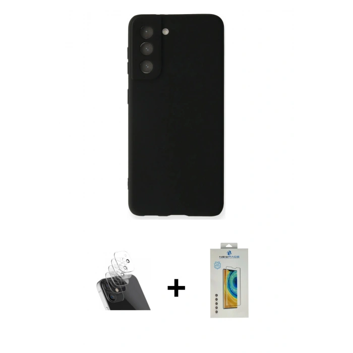 MARSİLYAN™- Galaxy S22 Plus Kılıf Kozmos Yansıma Özel Seri - Şeffaf Polymer Nano Ekran Koruyucu + Şeffaf Kamera Lens Koruma Cam