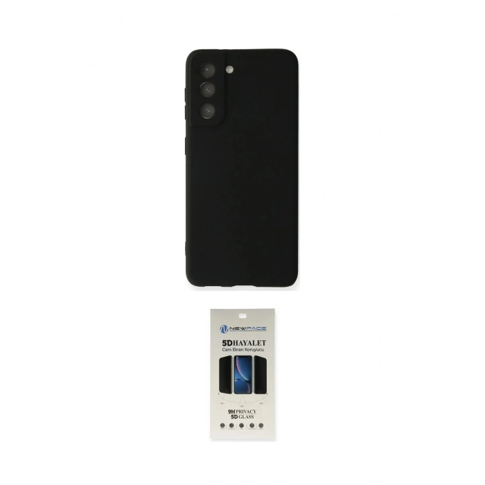 MARSİLYAN™- Galaxy S22 Plus Kılıf Kozmos Yansıma Özel Seri - Siyah 5D Hayalet Cam Ekran Koruyucu