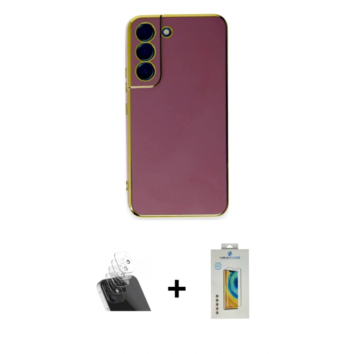 MARSİLYAN™- Galaxy S22 Plus Kılıf Yankı Serisi - Şeffaf Polymer Nano Ekran Koruyucu + Kamera Lens Koruma Cam - SF
