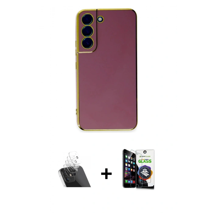 MARSİLYAN™- Galaxy S22 Plus Kılıf Yankı Serisi - Şeffaf Temperli Cam Ekran Koruyucu + Kamera Lens Koruma Cam - SF