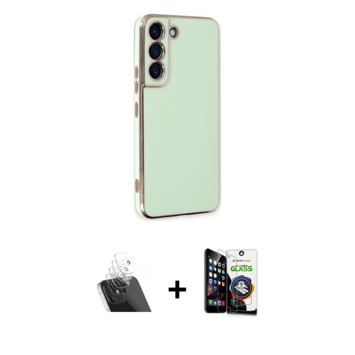 MARSİLYAN™- Galaxy S22 Plus Kılıf Yankı Serisi - Şeffaf Temperli Cam Ekran Koruyucu + Kamera Lens Koruma Cam - SF
