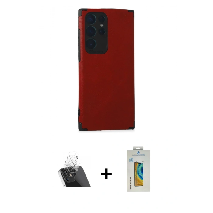 MARSİLYAN™- Galaxy S22 Ultra Kılıf Doruk Asil Koleksiyonu - Şeffaf Polymer Nano Ekran Koruyucu + Kamera Lens Koruma Cam - SF