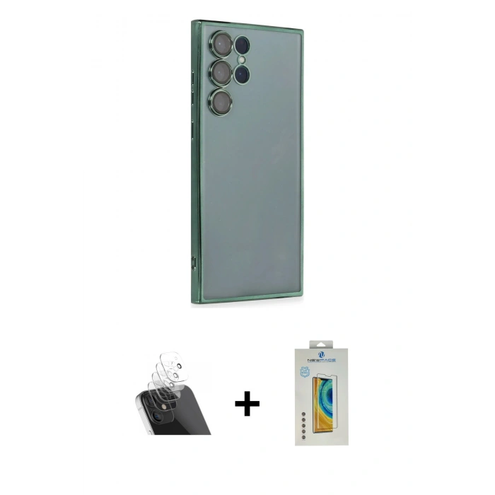 MARSİLYAN™- Galaxy S22 Ultra Kılıf Vadi Minimal - Şeffaf Polymer Nano Ekran Koruyucu + Kamera Lens Koruma Cam - SF