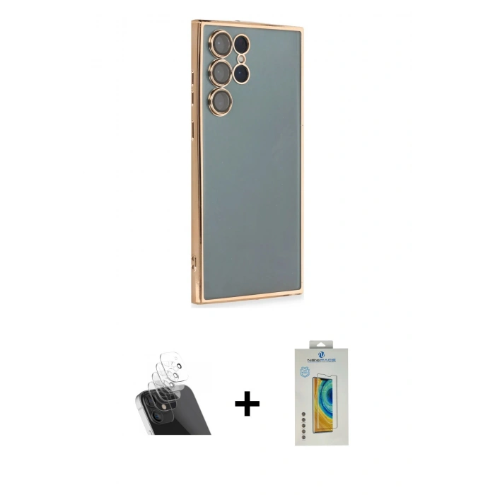 MARSİLYAN™- Galaxy S22 Ultra Kılıf Vadi Minimal - Şeffaf Polymer Nano Ekran Koruyucu + Kamera Lens Koruma Cam - SF