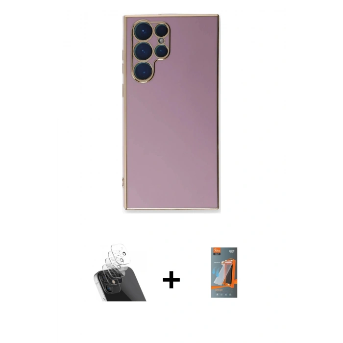 MARSİLYAN™- Galaxy S22 Ultra Kılıf Yankı Serisi - Siyah AutoKit 5in1 Fiber Hayalet Polymer Nano Ekran Koruyucu + Kamera Lens Koruma Cam - SF