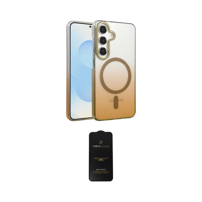 MARSİLYAN™- Galaxy S23 FE Kılıf Ahenk Doku Özel Seri - Siyah 6D Antistatik Mat Seramik Hayalet Nano Ekran Koruyucu