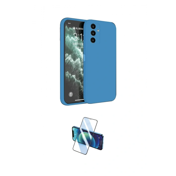 MARSİLYAN™- Galaxy S23 FE Kılıf Kozmos Yansıma Özel Seri - Siyah 3D Antistatik Cam Ekran Koruyucu
