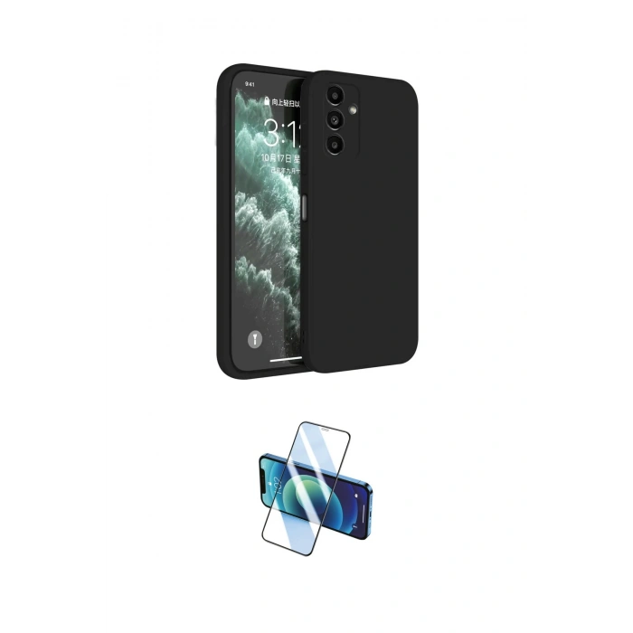 MARSİLYAN™- Galaxy S23 FE Kılıf Kozmos Yansıma Özel Seri - Siyah 3D Antistatik Cam Ekran Koruyucu