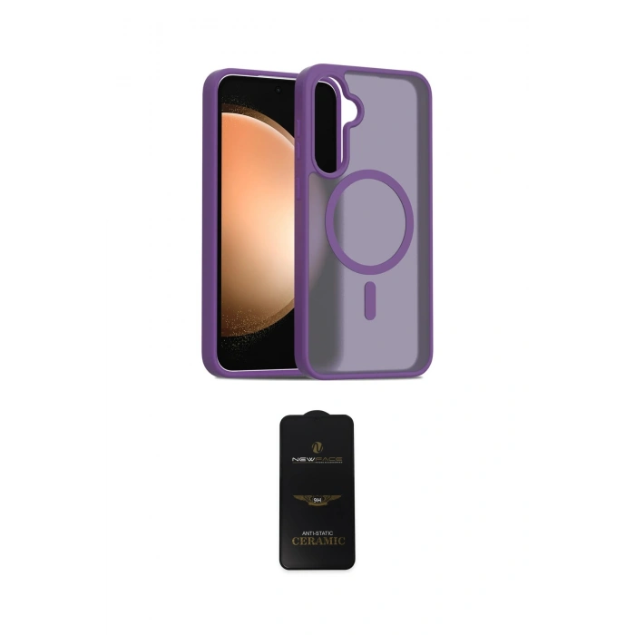MARSİLYAN™- Galaxy S23 FE Kılıf Siluet Minimal Prime - Siyah 6D Antistatik Mat Seramik Hayalet Nano Ekran Koruyucu