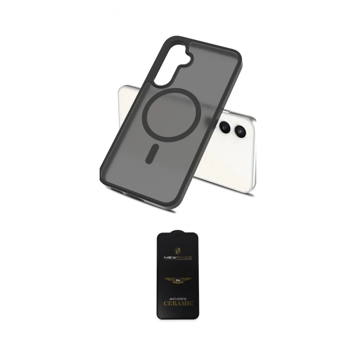 MARSİLYAN™- Galaxy S23 FE Kılıf Siluet Minimal Prime - Siyah 6D Antistatik Mat Seramik Hayalet Nano Ekran Koruyucu