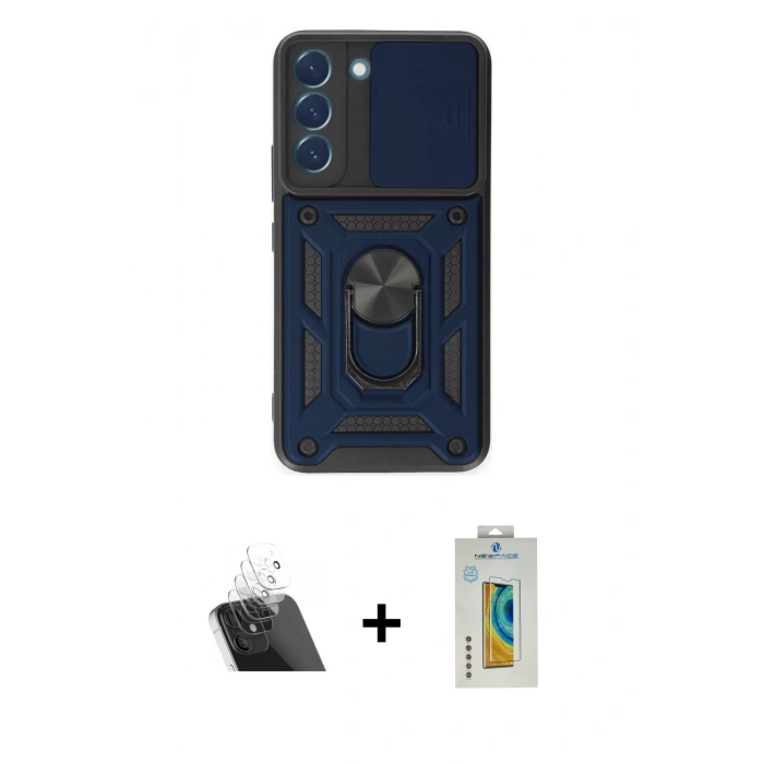 MARSİLYAN™- Galaxy S23 Kılıf Ahenk Klasik - Şeffaf Polymer Nano Ekran Koruyucu + Kamera Lens Koruma Cam - SF