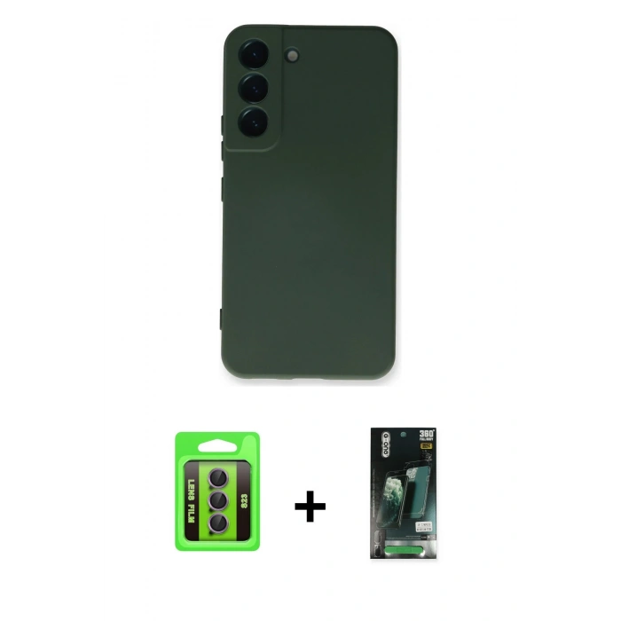 MARSİLYAN™- Galaxy S23 Kılıf Ahenk Serisi - Şeffaf 360 Full Body Arka Koruyucu + Raze Metal Kamera Lens - MR