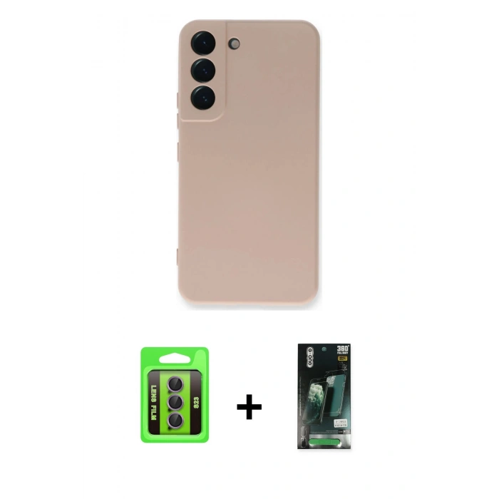 MARSİLYAN™- Galaxy S23 Kılıf Ahenk Serisi - Şeffaf 360 Full Body Arka Koruyucu + Raze Metal Kamera Lens - MR