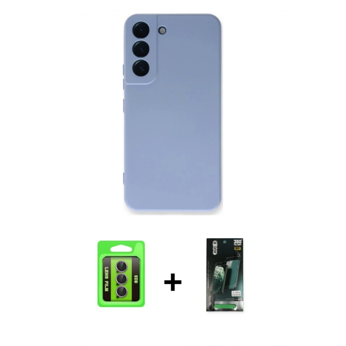 MARSİLYAN™- Galaxy S23 Kılıf Ahenk Serisi - Şeffaf 360 Full Body Arka Koruyucu + Raze Metal Kamera Lens - MR