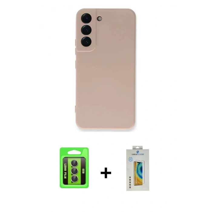 MARSİLYAN™- Galaxy S23 Kılıf Ahenk Serisi - Şeffaf Polymer Nano Ekran Koruyucu + Raze Metal Kamera Lens - GI