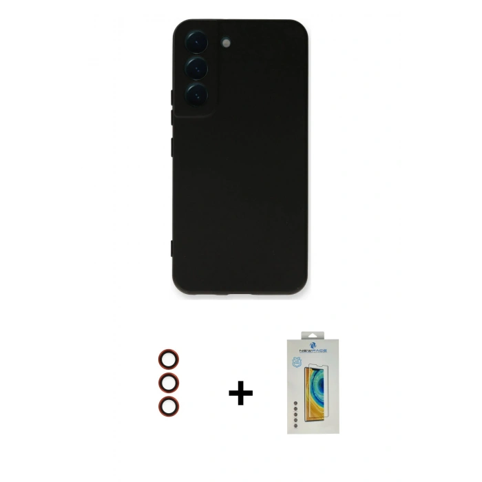 MARSİLYAN™- Galaxy S23 Kılıf Ahenk Serisi - Şeffaf Polymer Nano Ekran Koruyucu + Metal Kamera Lens - KI