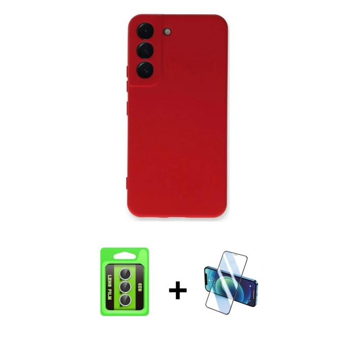 MARSİLYAN™- Galaxy S23 Kılıf Ahenk Serisi - Siyah 3D Antistatik Seramik Nano Ekran Koruyucu + Raze Metal Kamera Lens - GS